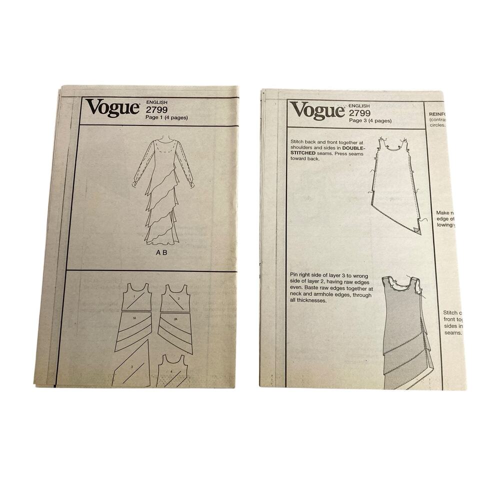 Vogue V2799 Tom Linda Platt Tiered Dress Gown Sewing Pattern 12 14 16 Uncut - Picture 12 of 13